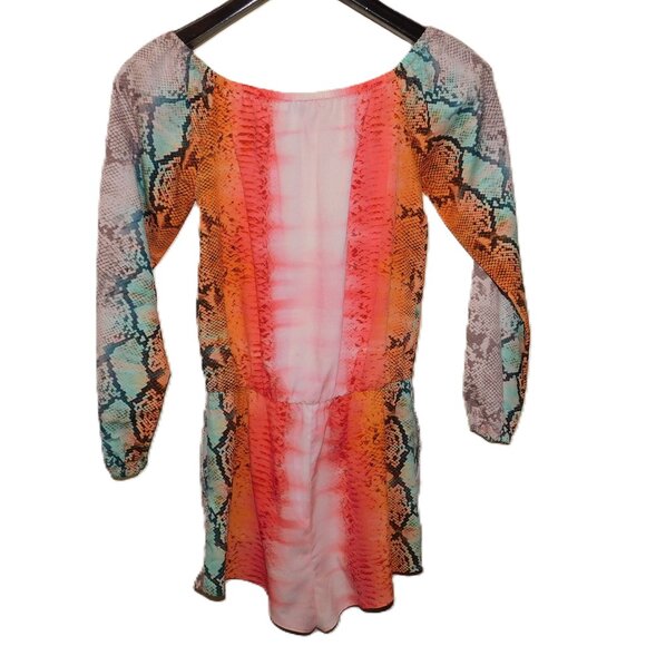 Lovers + Friends Carmella Snakeskin Off Shoulder Boho Romper Size XS Geometric - Picture 5 of 9